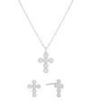 AND NOW THIS CUBIC ZIRCONIA CROSS STUD EARRING AND NECKLACE WITH JEWELRY BOX SET