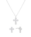 And Now This Cubic Zirconia Cross Stud Earring And Necklace Set In Silver