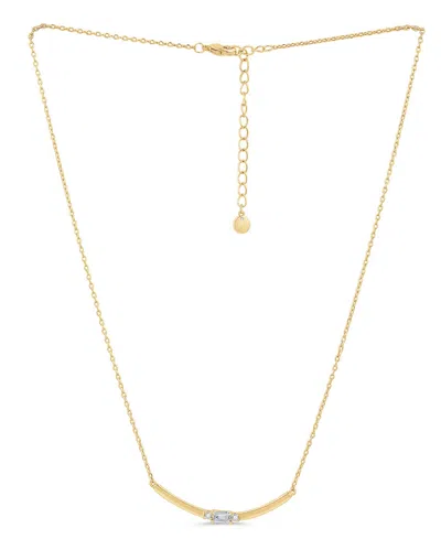 And Now This Cubic Zirconia Curved Bar Necklace In Gold