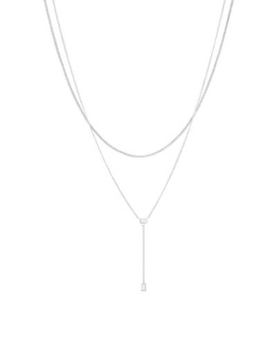And Now This Cubic Zirconia Double Layer Y Necklace In Metallic