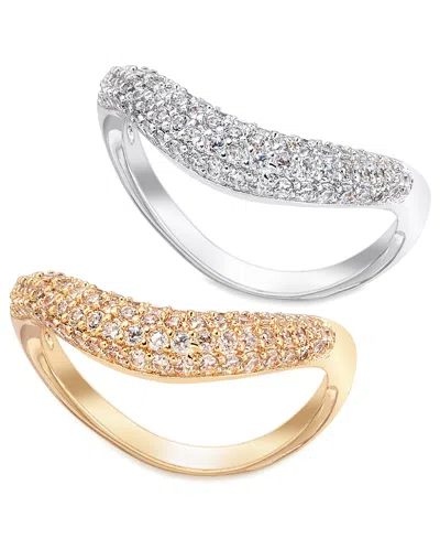 And Now This Cubic Zirconia Duo Stack Ring In Silver And Gold