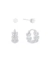And Now This Cubic Zirconia Duo Stud And Leaf Hoop Earrings In Metallic