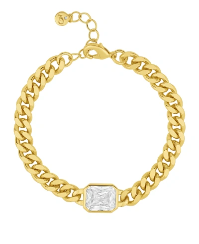 And Now This Cubic Zirconia Emerald Cut Chain Bracelet In Gold