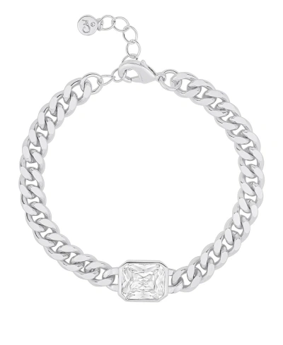 And Now This Cubic Zirconia Emerald Cut Chain Bracelet In Silver