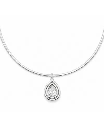 And Now This Cubic Zirconia Fine Silver-tone Plated Slider Pendant Necklace