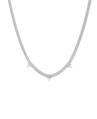 And Now This Cubic Zirconia Flat Herringbone Chain Necklace In Silver