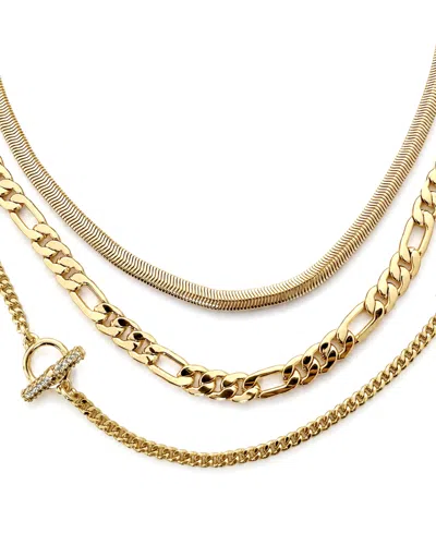 And Now This Cubic Zirconia Gold-tone Plated Triple Strand Chain Necklace