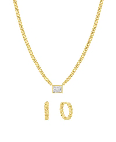 And Now This Cubic Zirconia Hoop Earring And Necklace Set In Gold