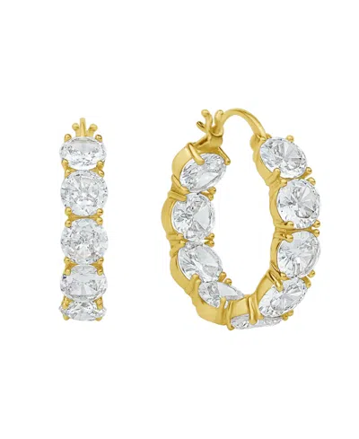 And Now This Cubic Zirconia Inside Outside Hoop Earring In Gold
