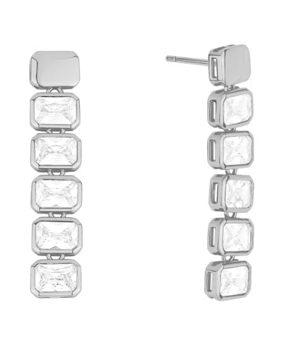 And Now This Cubic Zirconia Post Earrings In Silver