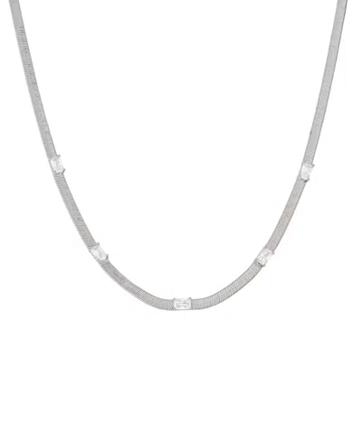 And Now This Cubic Zirconia Rectangular Stone Station Necklace In Silver