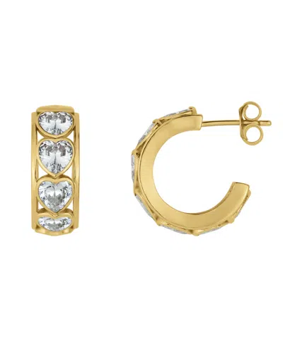 And Now This Cubic Zirconia Silver Plated Heart Hoop Earring In Multi