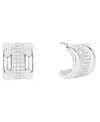 And Now This Cubic Zirconia Silver Plated Huggie Hoop Earrings, Macy's Exclusive In Metallic