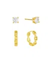 And Now This Cubic Zirconia Stud And Hoop Earring Set In Gold