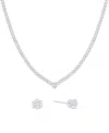 And Now This Cubic Zirconia Stud Earring And Necklace Set In Silver