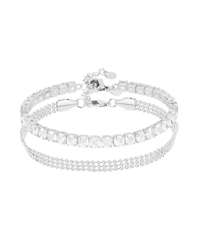And Now This Cubic Zirconia Tennis Bracelet Duo In Gray