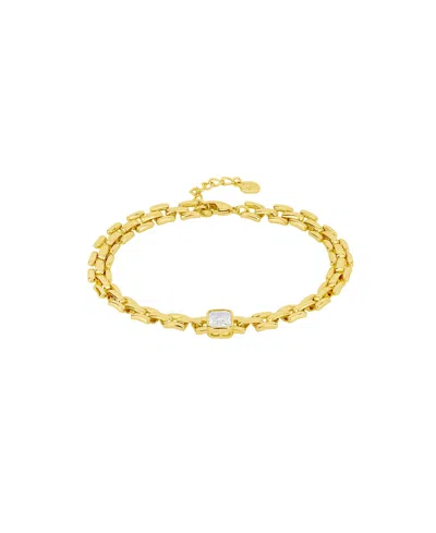 And Now This Cubic Zirconia Watch Band Link Bracelet In Gold