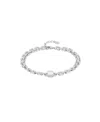And Now This Cubic Zirconia Watch Band Link Bracelet In Silver