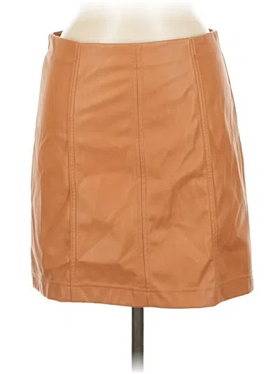 Pre-owned And Now This Faux Leather Skirt In Brown