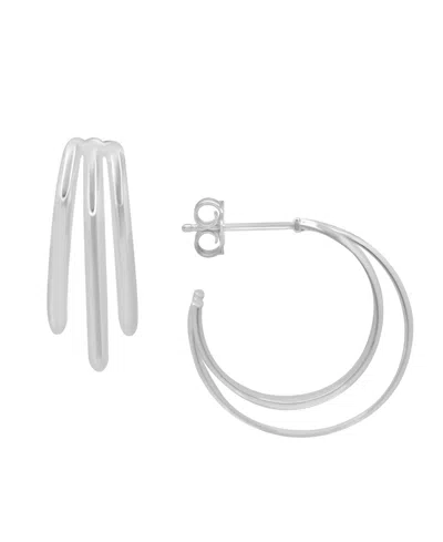 And Now This Gold Plated Multi Row C Hoop Post Earrings In Silver-plated