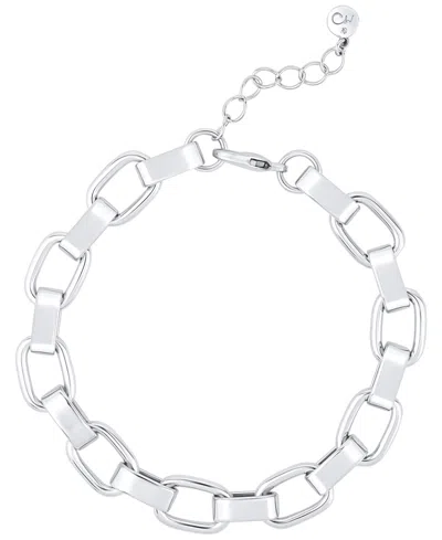 And Now This High Polished Link Chain Bracelet In Fine Silver Plated In Silver-tone