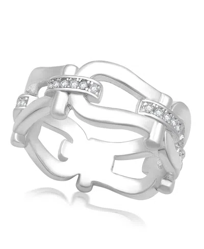 And Now This Horse Bit Link Cubic Zirconia Ring In Silver