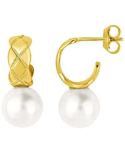 And Now This Imitation Pearl C Hoop Earring In 18k Gold Plated Brass