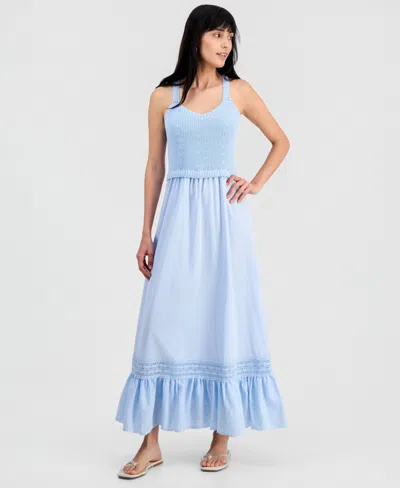And Now This Juniors' Crochet Top Maxi Dress, Macy's Exclusive In Blue