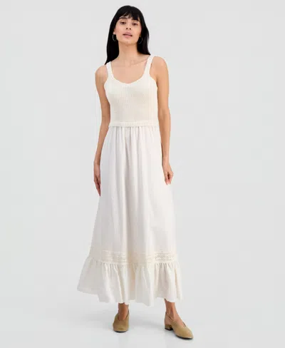 And Now This Juniors' Crochet Top Maxi Dress, Macy's Exclusive In Neutral