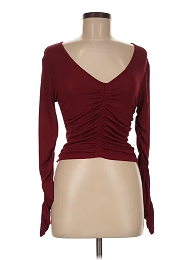 Pre-owned And Now This Long Sleeve Top Burgundy Sweetheart Neckline Tops