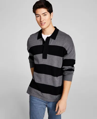 And Now This Men's Knit Striped Pullover Sweater In Gray