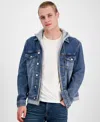 AND NOW THIS MEN'S LAYERED-LOOK FULL-ZIP HOODED DENIM UTILITY JACKET, CREATED FOR MACY'S