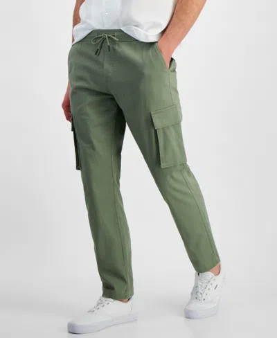 And Now This Men's Regular-fit Twill Drawstring Cargo Pants, Created For Macy's In Green