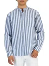 AND NOW THIS MENS BANDED COLLAR STRIPED BUTTON-DOWN SHIRT