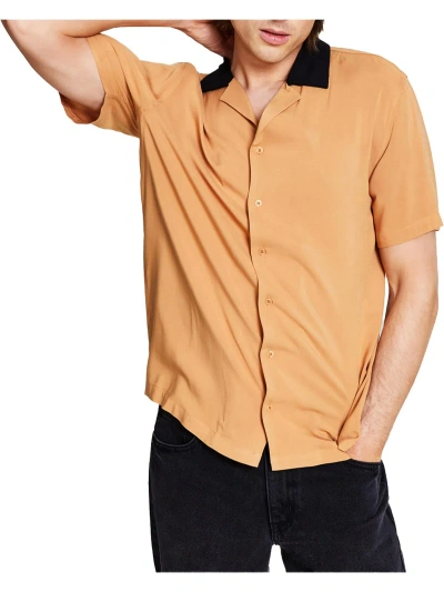 And Now This Mens Contrast Trim Collared Button-down Shirt In Beige