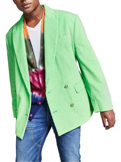 And Now This Mens Corduroy Long Sleeve Double-breasted Blazer In Green