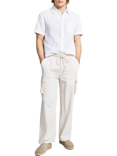And Now This Mens Drawstring Hem High Rise Cargo Pants In White