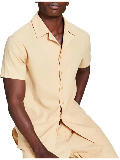 And Now This Mens Linen Blend Linen Button-down Shirt In Beige