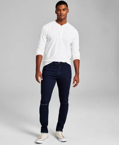 And Now This Mens Pearson Ripped Dark Wash Skinny Jeans In Black
