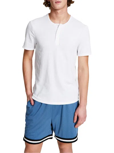 And Now This Mens Ribbed Knit 1/4-placket T-shirt In White