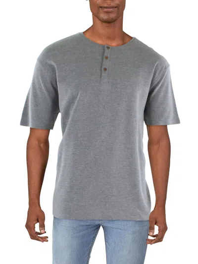 And Now This Mens Ribbed Knit Henley Shirt In Gray