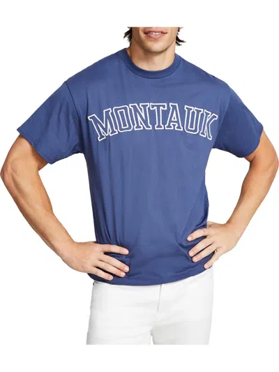 And Now This Montauk Mens Embroidered Knit T-shirt In Blue