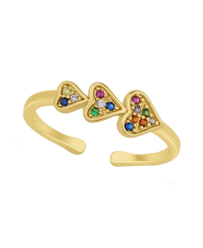 And Now This Multi Cubic Zirconia Triple Heart Toe Ring In Gold