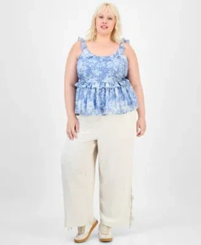 And Now This Now This Trendy Plus Tied Hem Linen Pants Ruffle Tank Top Exclusively At Macys