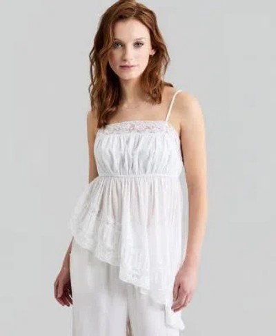 And Now This Now This Womens Asymmetric Lace Trim Top Macys Exclusive In White