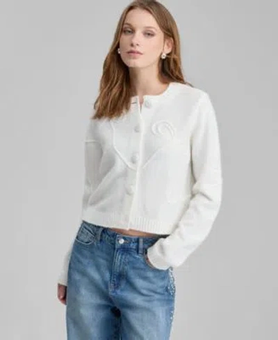 And Now This Now This Womens Bow Embroidered Cropped Cardigan Macys Exclusive In White