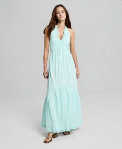 And Now This Now This Womens Cotton Crochet Trim Maxi Dress Macys Exclusive In Blue