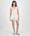 And Now This Now This Womens Cotton Eyelet Ruffled Tank Top Tiered Mini Skirt In White