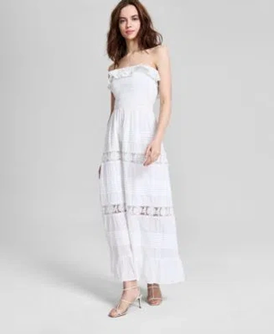 And Now This Now This Womens Cotton Lace Detail Fit Flare Maxi Dress Exclusively At Macys In White