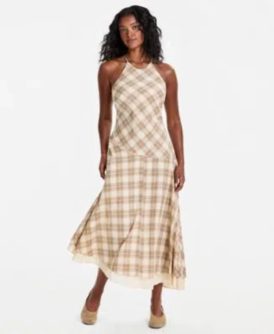 And Now This Now This Womens Cotton Plaid Cami Strap Asymmetric Dress Macys Exclusive In White